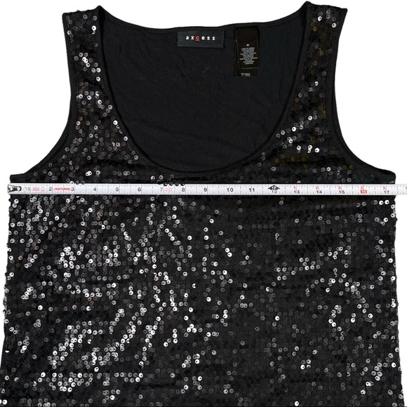 Axcess size medium black with sequins on front, solid black on back tank top - Picture 11 of 15